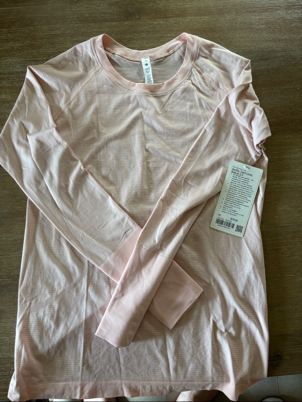 Lululemon Swiftly Tech Light Pink Long Sleeve Seamless Top